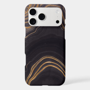 Trendy Chic Black Gold Agate Marble
