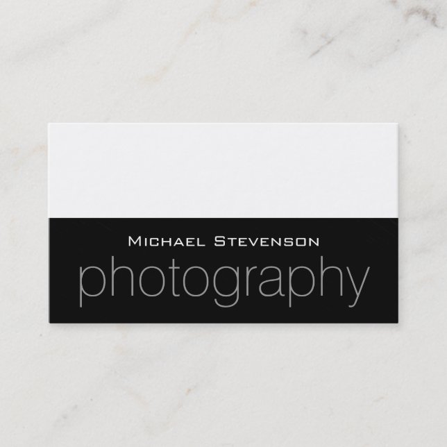 Trendy Chic Black Striped White Business Card (Front)