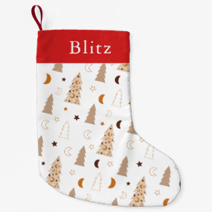 Trendy Chic Boho Christmas Tree Small Christmas Stocking