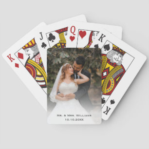 Trendy Chic Classic Bride And Groom Wedding Photo Playing Cards