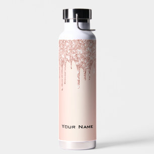 Trendy Chic Cute Rose Gold Custom Name Water Bottle
