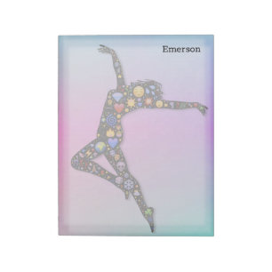 Trendy Chic Dancer on Modern Rainbow Colours Notepad