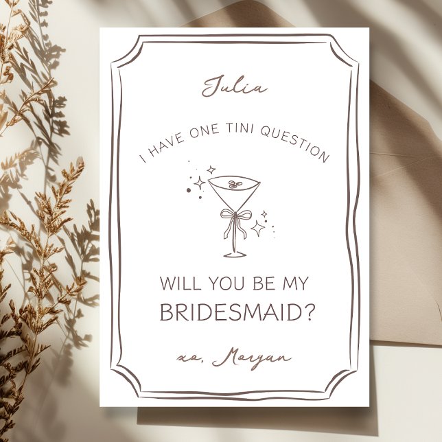 Trendy Chic Espresso Martini Bridesmaid Proposal Card (Creator Uploaded)