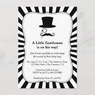 Trendy Chic Gentleman baby boy shower invitation