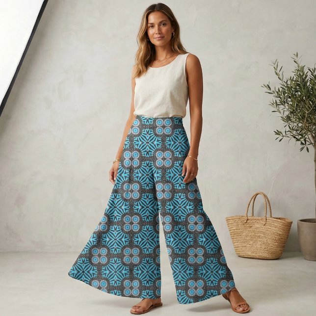 Trendy Chic Geometric Black and Turquoise Pattern Fabric (Creator Uploaded)
