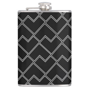 Trendy Chic Geometric Black And White Hip Flask