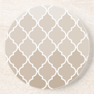 Trendy Chic Girly Cream Brown Quatrefoil Pattern Coaster