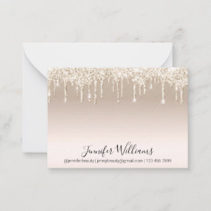 trendy chic gold dripping glitters business card
