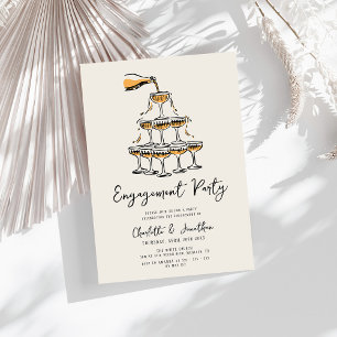 Trendy Chic Hand Drawn Engagement Party Invitation