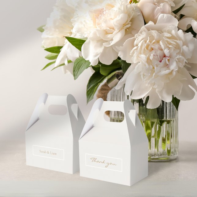 Trendy Chic Light Beige & White Floral Wedding  Favour Box (Creator Uploaded)