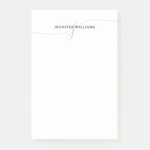 Trendy Chic Minimalist Black Grey Script Monogram Post-it Notes