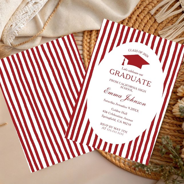 Trendy Chic  Minimalist Stripe  Graduation Invitation (Creator Uploaded)