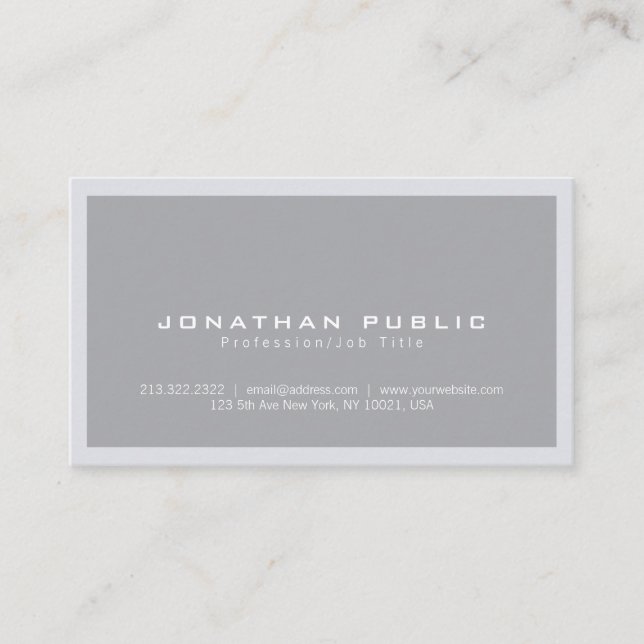 Trendy Chic Modern Minimalist Design Grey Plain Business Card (Front)