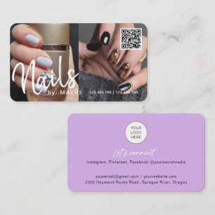 Trendy chic modern QR code nails photo Business Bu Business Card