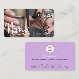 Trendy chic modern QR code nails photo Business Bu Card