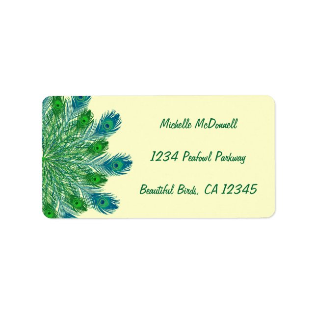 Trendy Chic Peacock Feathers Label (Front)