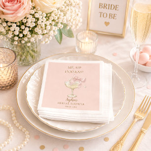 Trendy Chic Pearls & Prosecco Bridal Shower Napkin