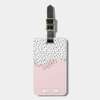 Trendy Chic Pink and Black Luggage Tag