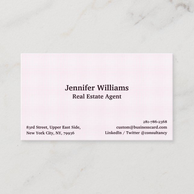 Trendy Chic Pink Check Pattern Modern Professional Business Card (Front)