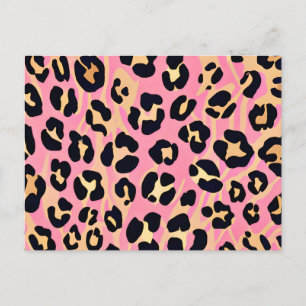 Trendy Chic Pink Peach Leopard Animal Print Holiday Postcard