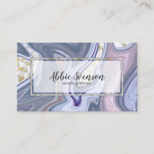 Trendy Chic Purple Agate and Gold Marble Business Card