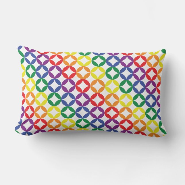 Trendy Chic Rainbow Diamonds Pattern Lumbar Cushion (Front)