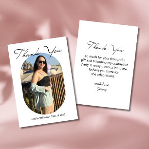 trendy chic script graduation arch photo   thank you card