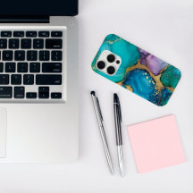 Trendy Chic Teal Swirls iPhone Case