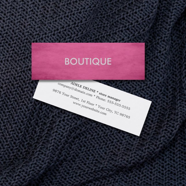 Trendy Chic Textured Pink Fashion Boutique Mini Business Card (Creator Uploaded)