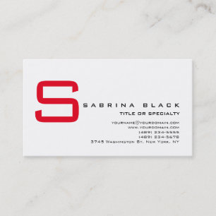 Trendy Chic White Red Monogram Business Card