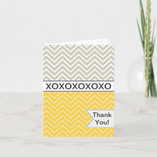 Trendy Chic Yellow Chevron XOXO Thank You Card