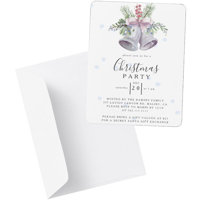 Trendy Christmas Bell Party Elegant Holidays Invitation (Trendy Christmas Bell Party Elegant Holidays Invitation)
