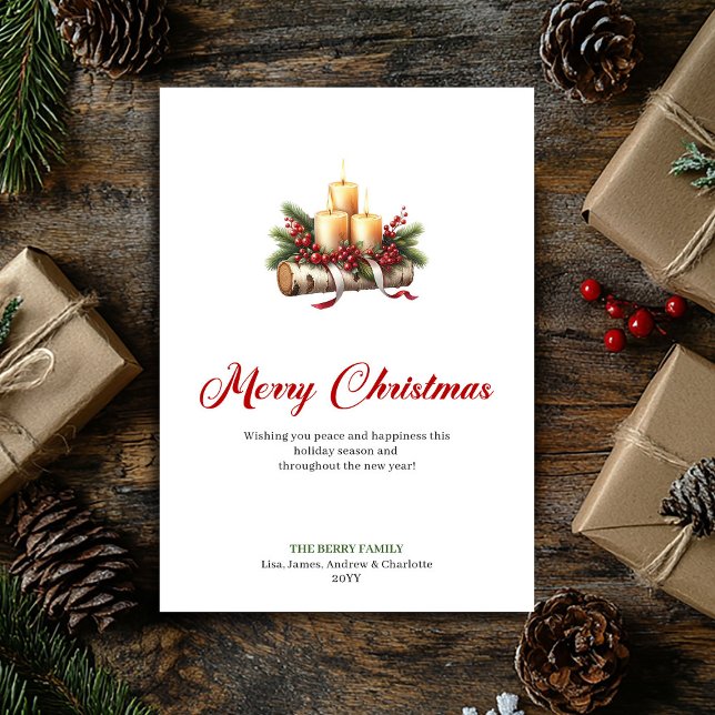 Trendy Christmas candles rustic holiday greeting Card (Trendy Christmas candles rustic holiday greeting)