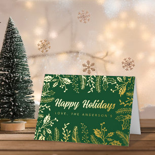 Trendy Christmas Foliage Real Foil Holiday Card