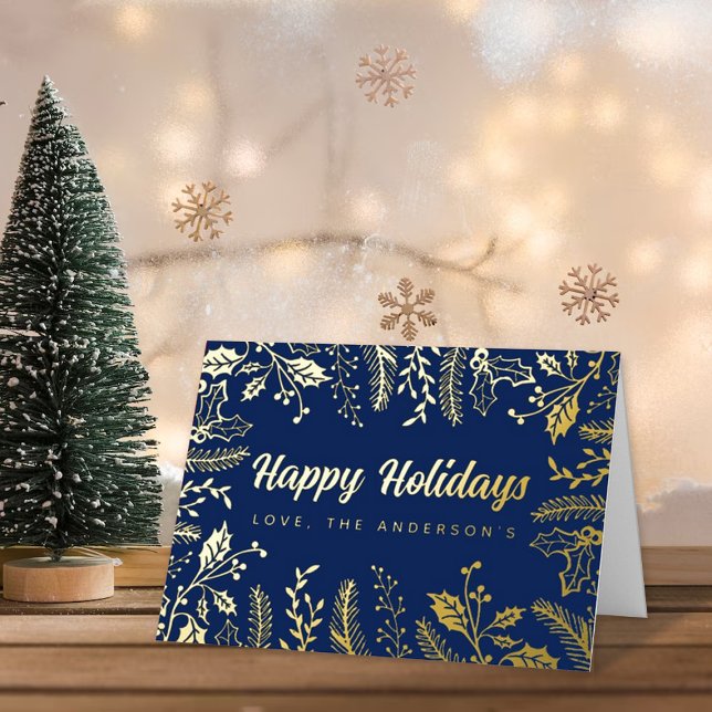 Trendy Christmas Foliage Real Foil Holiday Card (Creator Uploaded)