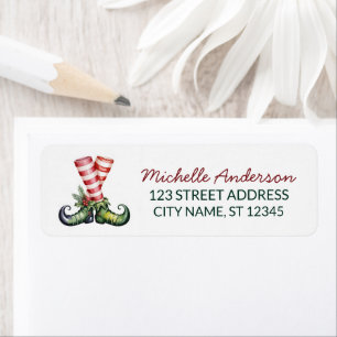 Trendy Christmas Holiday Elf Feet Return Address Label