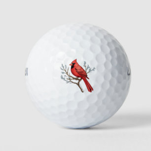 Trendy Christmas Holiday Red Cardinal  Golf Balls