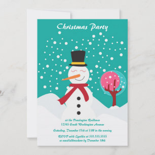 Trendy Christmas holiday snowman party invitation