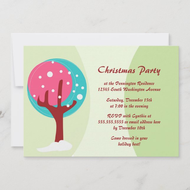 Trendy Christmas holiday tree party invitation (Front)