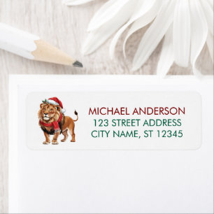 Trendy Christmas King Lion Santa Return Address    Label