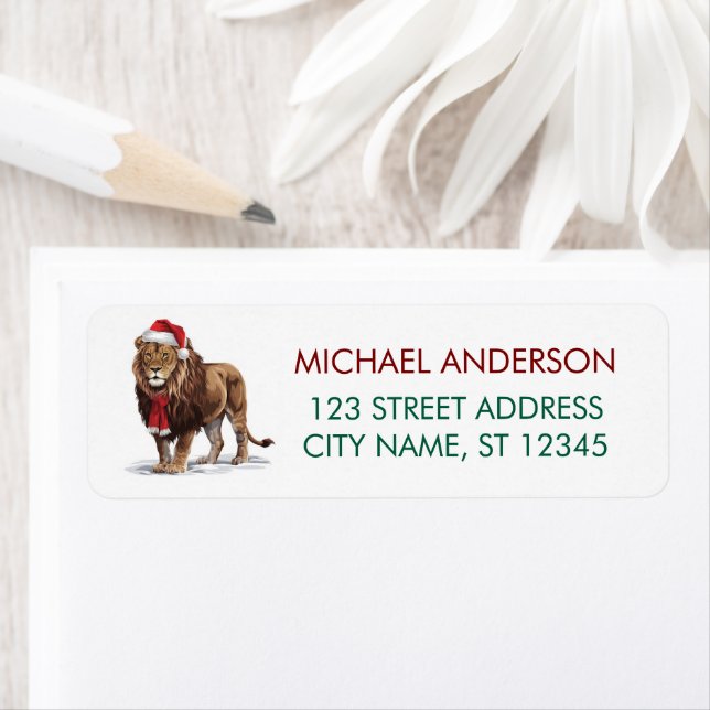 Trendy Christmas King Lion Santa Return Address    Label (Insitu)