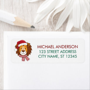 Trendy Christmas King Lion Santa Return Address Return Address Label