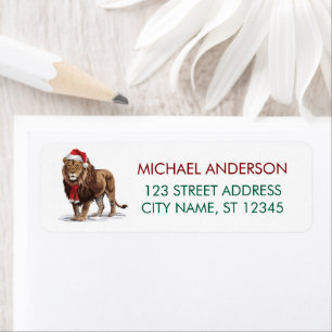 Trendy Christmas King Lion Santa Return Address Return Address Label