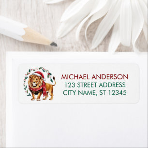 Trendy Christmas King Lion Santa Return Address Return Address Label