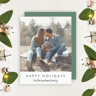 Trendy Christmas Modern Stylish Minimal Photo Holiday Card
