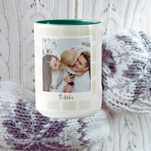 Trendy Christmas Mug   Custom Double Photo Green