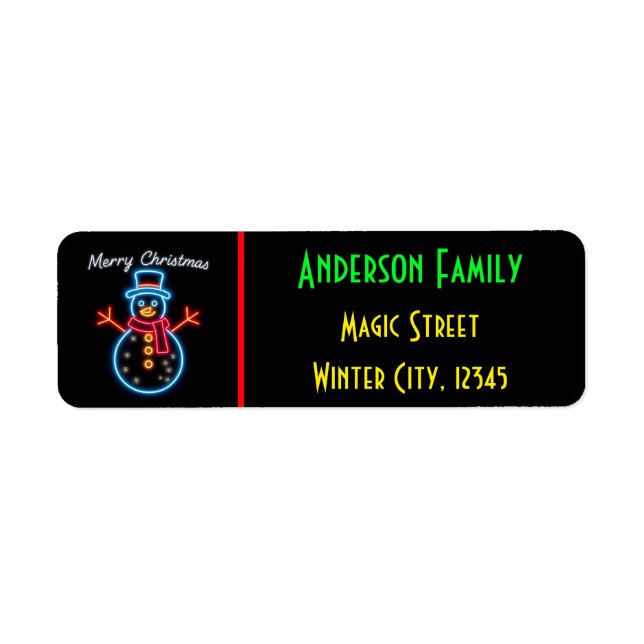 Trendy Christmas Neon Holiday Collection Return Address Label (Front)