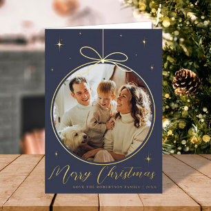 Trendy Christmas Ornament Photo Frame Real Foil Holiday Card