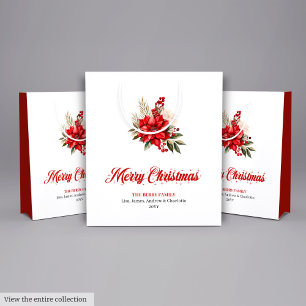 Trendy Christmas Poinsettia Script Font Gift Bags