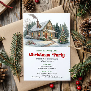 Trendy christmas scene invitation cozy watercolor